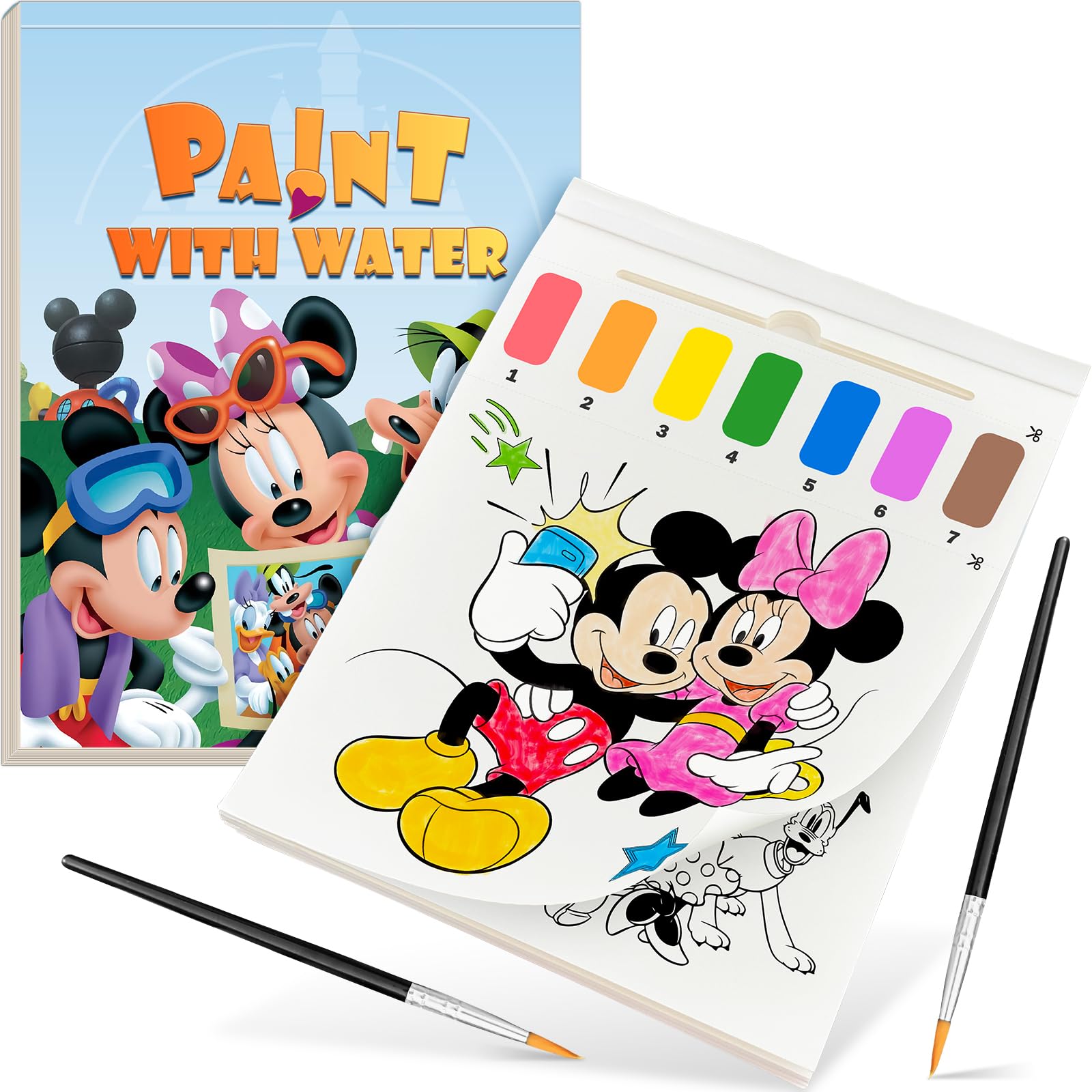 Paint With Water Coloring Book For Kids, 3 In 1 Watercolor Painting Books Kit For Kids Ages 4 5 6 7 8, Cute Cartoon Character Wa