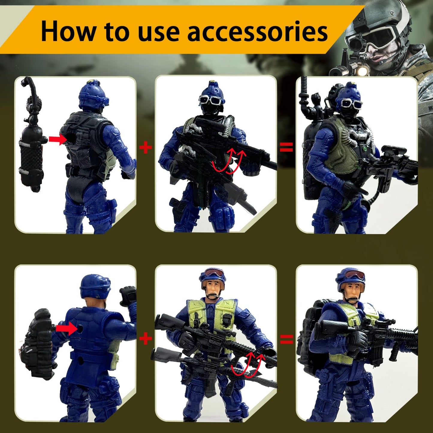 Baimiby Army Men Army Men Action Figure with  Military Soldier Playset SWAT Team Toy Birthday Gift Boy Age 4-7