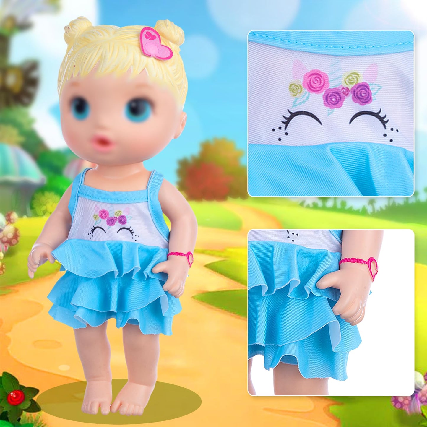 Unicorn Element 10 Sets Alive Baby Doll Clothes And Accessories Fit 12 Inch Baby Girl Doll ,Set Included Dresses, T-Shirts, Pants, Jumpsuit,Swimsuit-Best Gift For Girls
