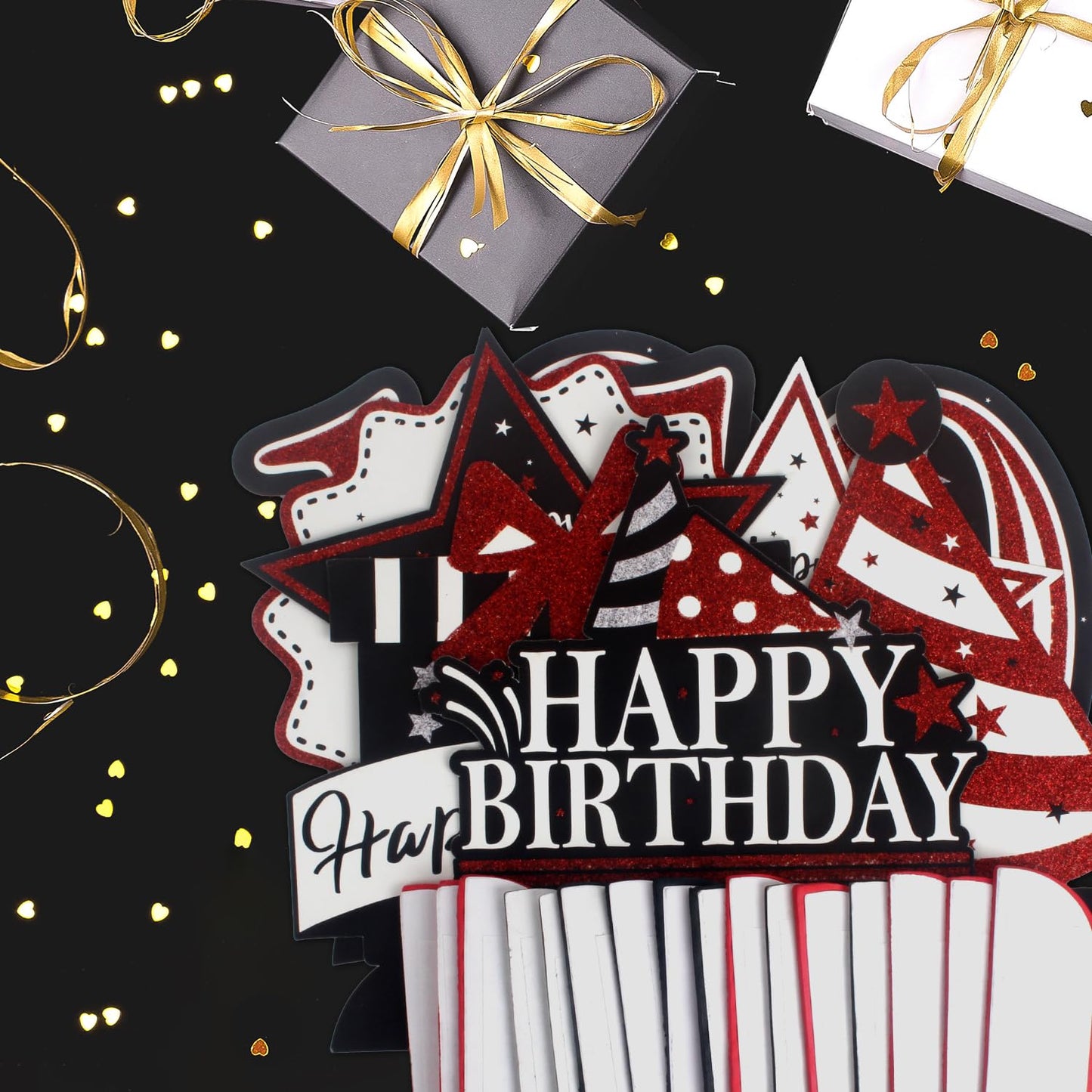 LASKYER Happy 45th Birthday Party Decorations, Glitter Shiny Honeycomb Table Centerpieces 45 Years Old Birthday Party Photoprop