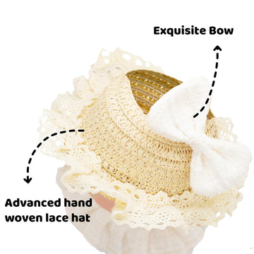 Doll Clothes for 17cm Dolls  enhanced Handmade Fashion Clothes 3 Piece Set Including a Lace Hat  Clothes and Bow with High-End Dolls Accessories for Play & Display - Pure White (No Doll No Logo)