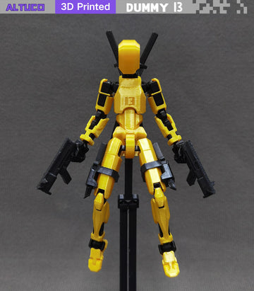 Altuco T13 Action Figure With Lots Of Accessories,3D Printed Multi-Jointed Titan13 Figure,Gold Dummy 13 Desktop Decorative Toy