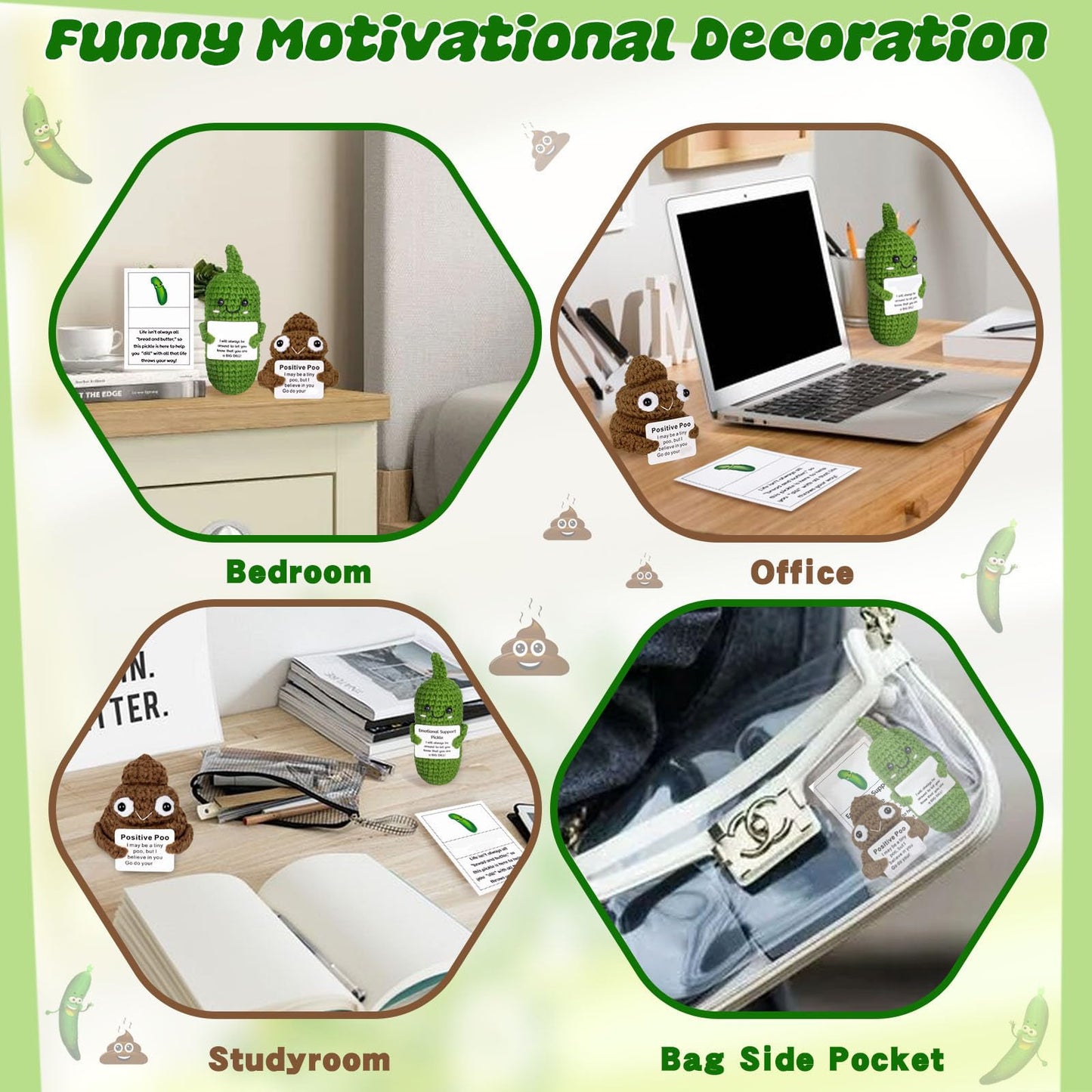 Netholid Inspirational Birthday Gifts 2P Positive Poo Emotional Crocheted Support Crochet Pickle Funny Handmade Crochet With Pos