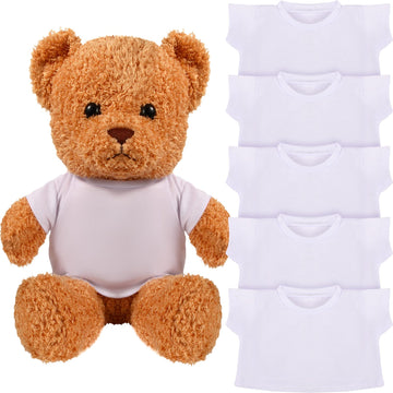 Skylety 6 Pcs Bear Clothes Basic Tee Shirt Classic Stuffed Animal T Shirt Plush Bear Crew Neck For Stuffed Bears Doll With 14 - 18 Inch(White)