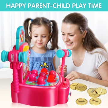 Yerloa Whack A Mole Game For Toddlers 2 3 4 5 Year Old Boy Girl Kids Easter Birthday Gift, Toys For Ages 2-4 4-6 Learning Interactive Educational Cause And Effect Toys With 2 Hammers, Music & Light