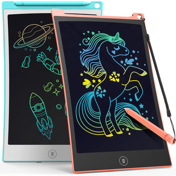 Tecjoe 2 Pack Lcd Writing Tablet, 8.5 Inch Colorful Doodle Board Drawing Tablet For Kids, Kids Travel Games Activity Learning Toys Birthday Gifts For 3 4 5 6 Year Old Boys And Girls Toddlers