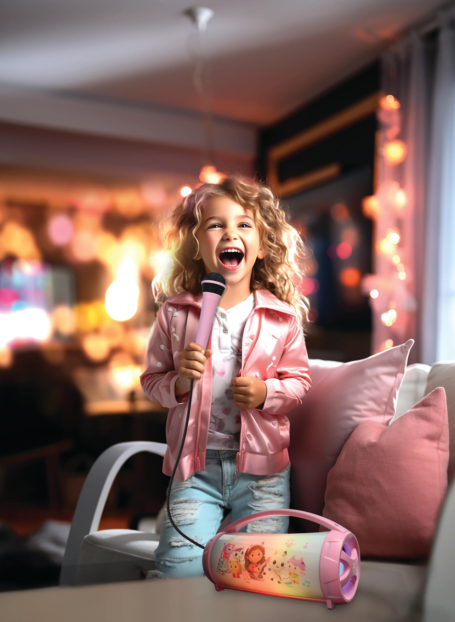 Lexibook, Gabby'S Dollhouse, Wireless Light Speaker With Mic, Stereo Audio, Karaoke Function, Usb And Sd Card Ports, Rechargeabl