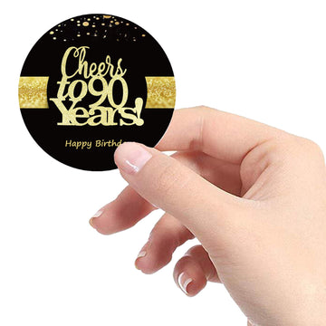 Sumerk 48 Pcs Cheers To 90 Stickers Large Bottle Stickers 90Th Birthday Stickers Card Seals 2 Inches Round Happy Birthday Party