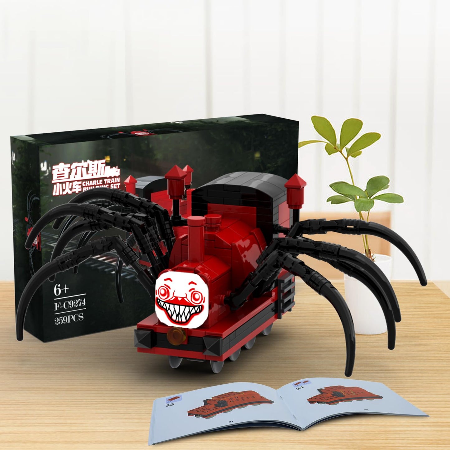 Charles Chooo Chooo Building Toy Set,259Pieces Horror Game Spider-Train Monster Building Blocks, Charles Train With Spider Figur