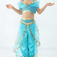 Aovclkid Little Girls Jasmine Princess Costume Girls Movie Role Play Halloween Party Outfits(7-8 Years,Blue)