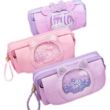 Wolpin Ethylene Vinyl Acetate (Eva) 1Pc Pencil Case Large Capacity Stationery Bag, Side Pockets Pouch With Zipper Closure Portab