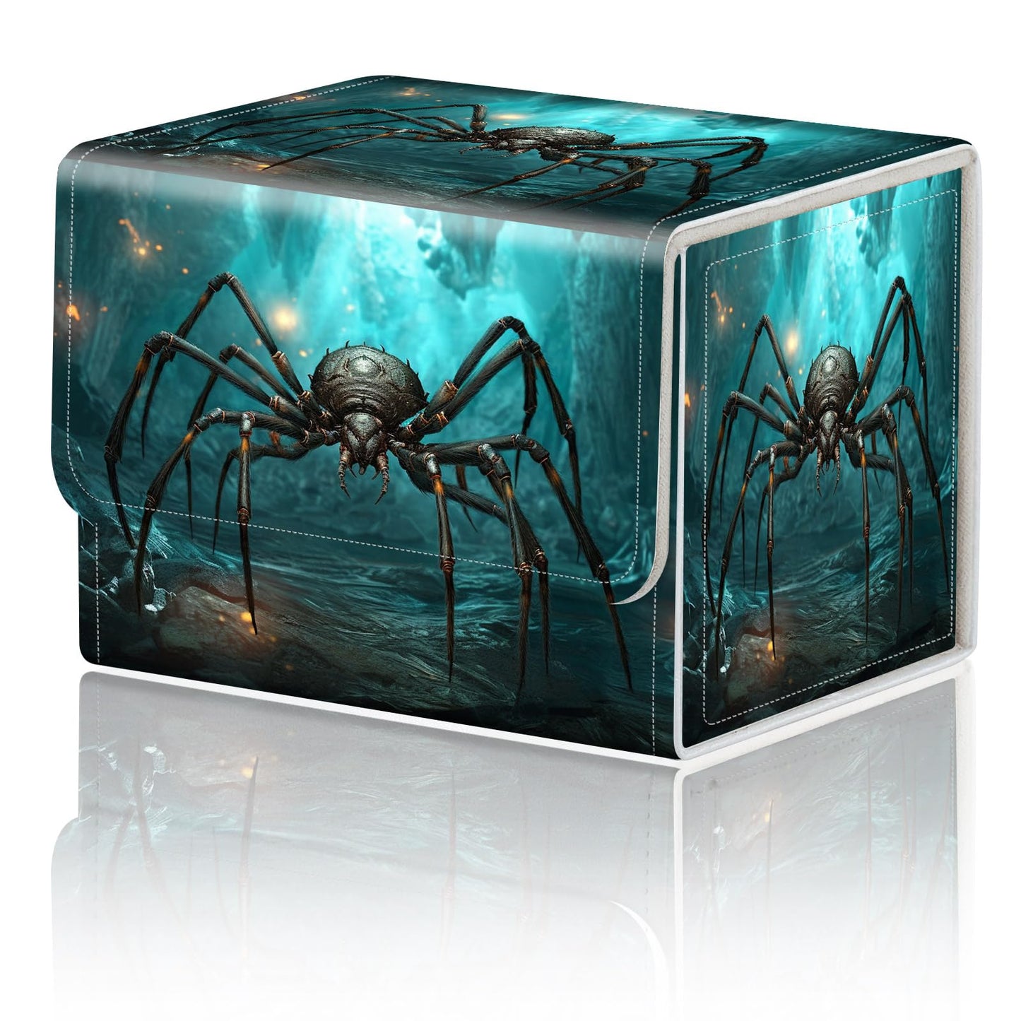 Card Game Storage Box TCG Deck Box MTG Card Box Organizer Trading Card Case Commander Deck Box TCG Card Storage Box Magnetic Closure Creative Pattern Up to 200 Cards  A Giant Spider Glowing Cave