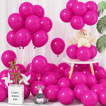 Jobkoo 5 Inch Hot Pink Balloons, 60 Pcs Neon Pink Party Balloon Small Bright Pink Birthday Balloons 5'' Mini Magenta Fuschia Pin