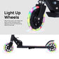 TENBOOM Kids Scooter, Light Up Wheels, Easy Folding, Adjustable Handlebar, Black, Ages 3-12, Aluminum Model
