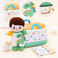 OUOZZZ 10" Soft Baby Boy Doll Set - Emotional Social Doll with Accessories, Polyester, A-car02 Dinosaur Set
