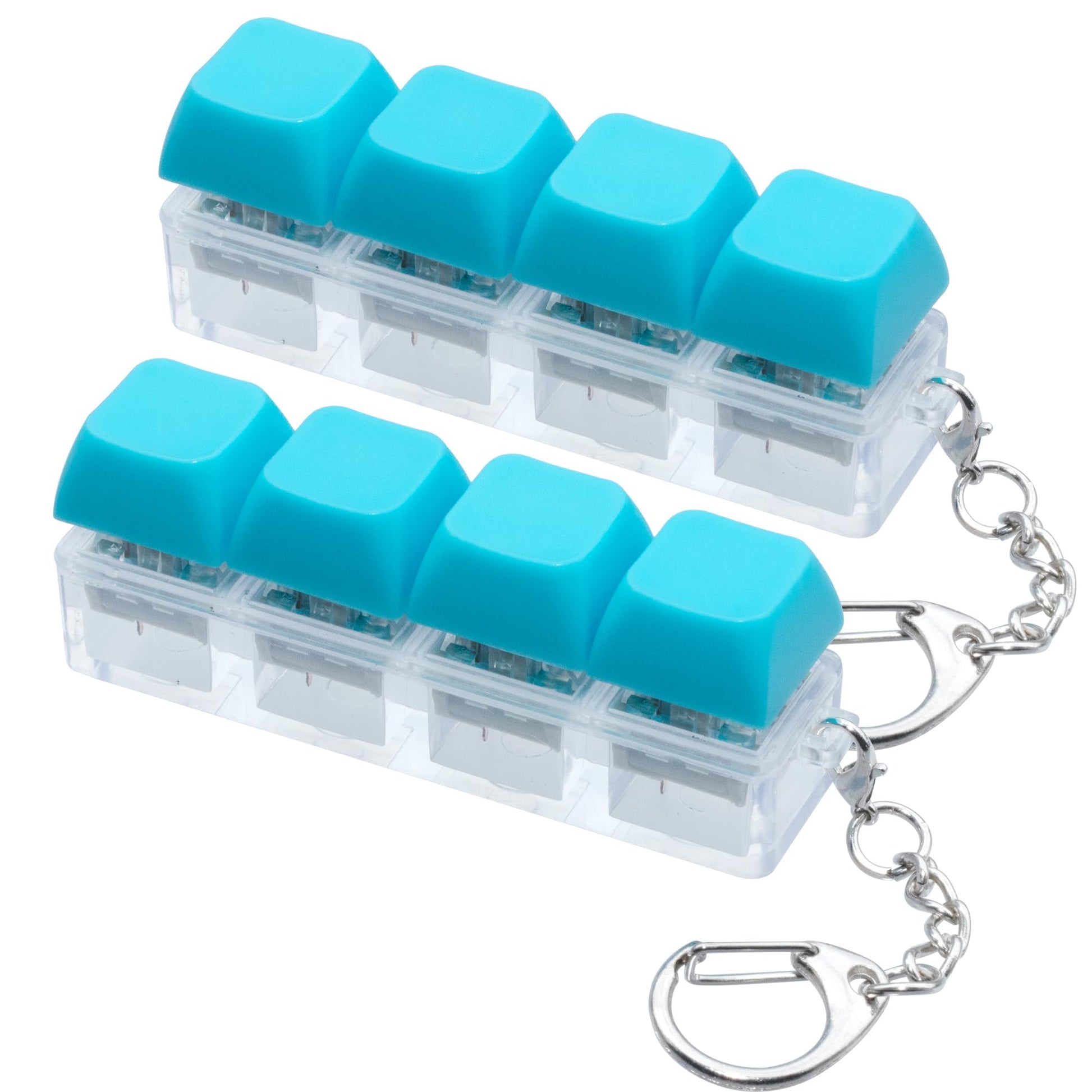 2 Pcs Keyboard Fidget Toy  Keyboard Fidget Keychain 4-in-1 Keyboard Decompression Button Finger Clicker Toys  Button Stress Relief Fidget Gifts for mature-themed to Relief Stress (Blue)