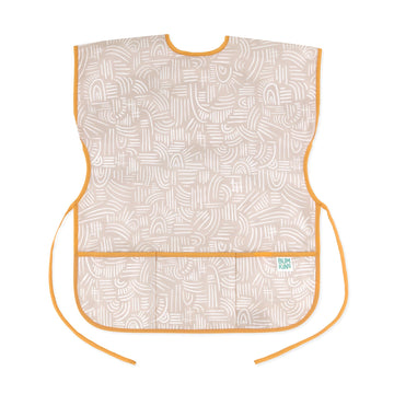 Bumkins Toddler Smock Bib - Reusable Waterproof Arts & Crafts Apron, Soft Polyester, Boho Beige, Ages 3-7, Model UA-132