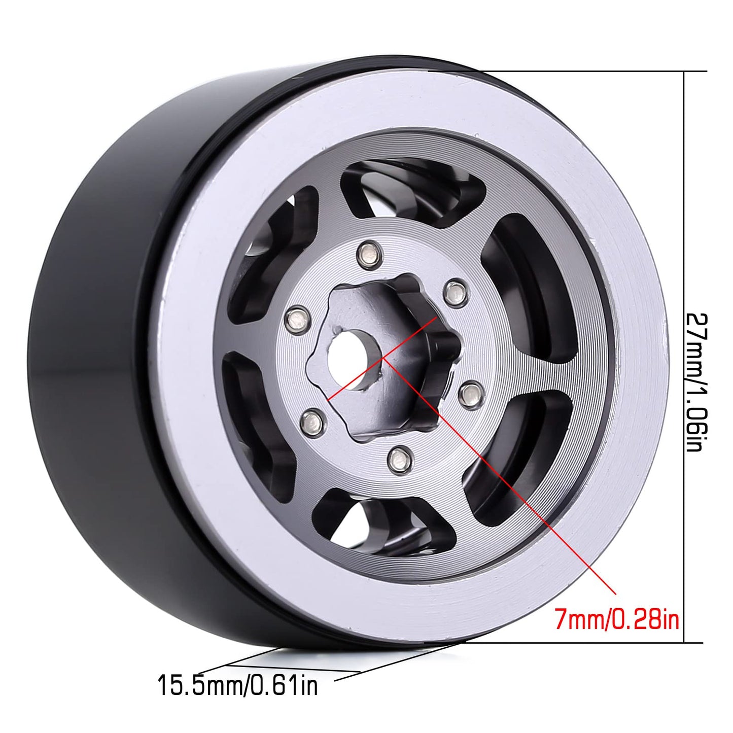 Injora 1.0 Wheel Rims Rc Metal Beadlock Wheels Rims For All 1/24 Scale Axial Scx24 Deadbolt Rc Crawler Car Upgrades Accessories(