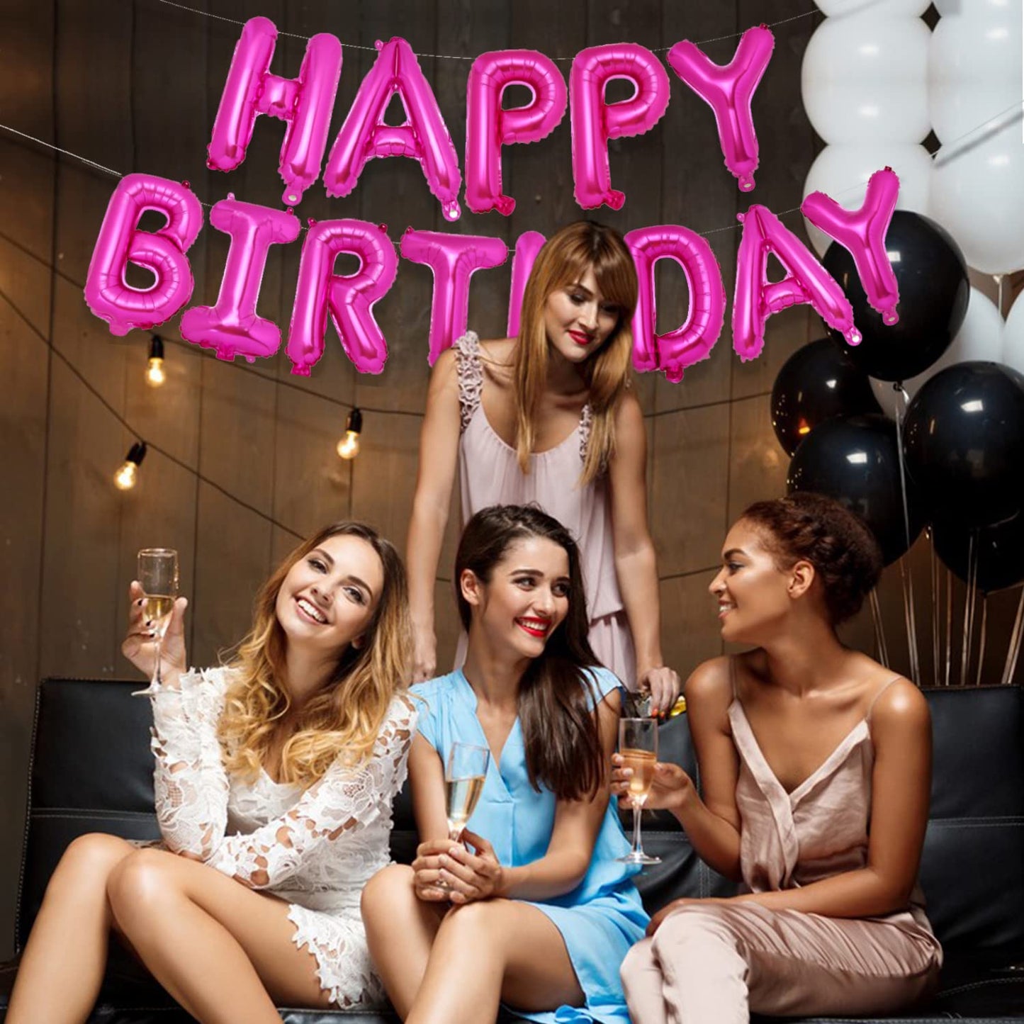 Pigetale Happy Birthday Banner, 16 Inch Mylar Foil Letters Sign Bunting Happy Birthday Balloon Letters Balloons Reusable Ecofrie