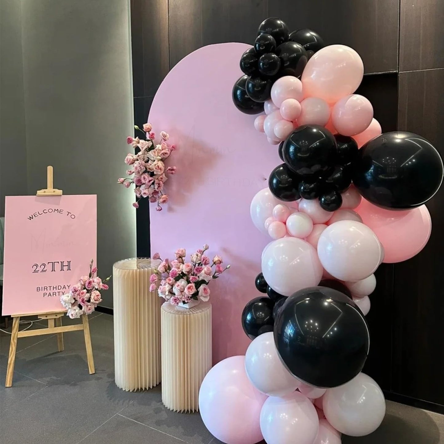 Paready Pink and Black Balloons, 30 Pcs, 12 Inch Latex Balloons for Birthday, Baby Shower, Wedding, Graduation Decor