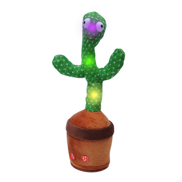 Proweber Dancing Cactus Toy With Music, Lights - Talking, Recording, Repeating Mimic Toy For Babies, Toddlers - Cute Green Cacti Stuffed Plush W/120 Songs, Fun Educational Toy Gift For Kids Baby