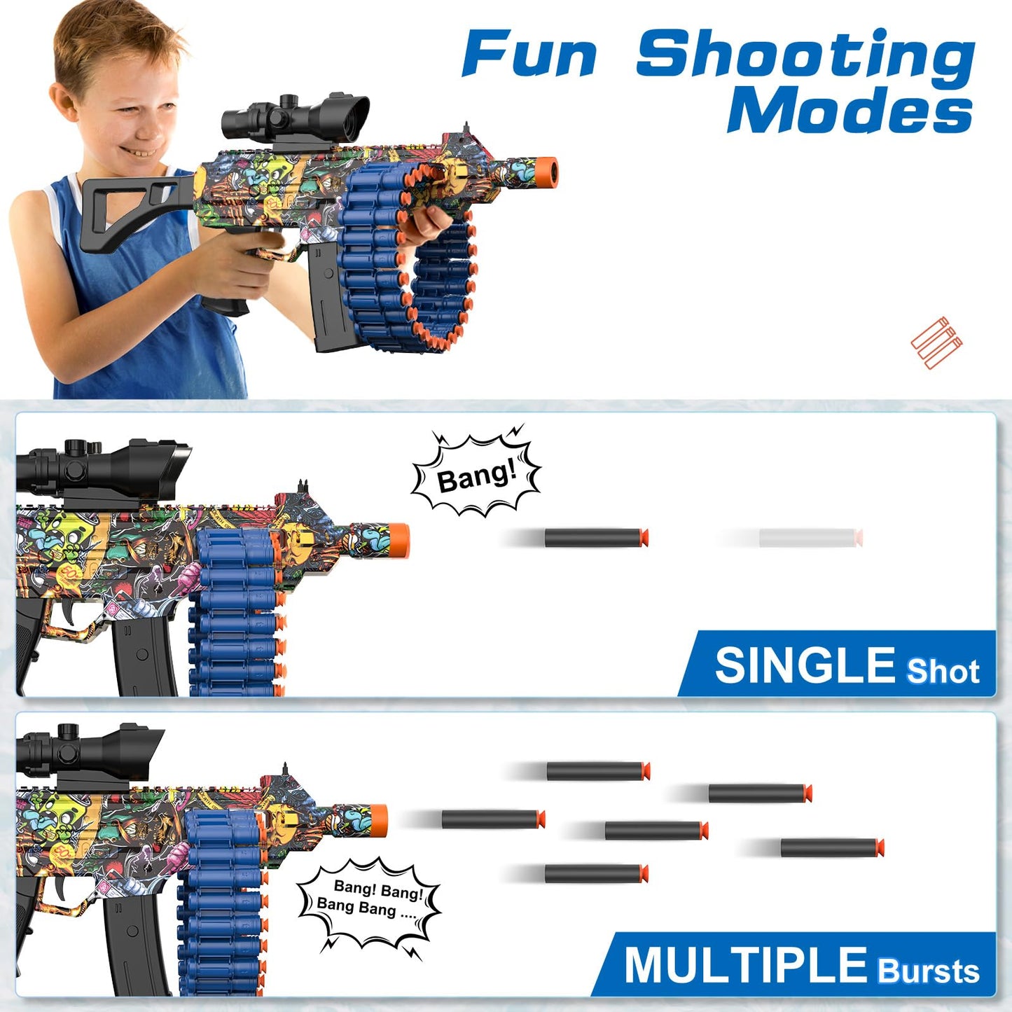 Electric Automatic Toy  JakMean Toy with 30 Dart Clips and 100 Foam Darts  Outdoor Shooting Games Toys for 6-12 Year Old Boys & Girls mature-themeds  Presents for Birthday Xmas  Scrawl