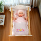 Babeside 2 Pcs Baby Doll Bedding Set For 12-15 Inch Dolls, Pink Polka Dot Baby Doll Blanket And Pillow Set With Cute Moon & Star