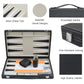 Backgammon Set 15 Inches Backgammon Sets For Adults, Gray & Black,Wooden Backgammon Board Game With Leather Case(Gray)