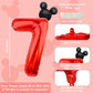 Lebery Mouse Number 7 Balloon 40 Inch Red Number 7 Balloon Mini Mouse Head Balloon For 7Th Birthday Party, Black Red Large Number 7 Foil Balloon For Baby Shower Anniversary Supplies Decorations