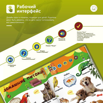 Russian Talking Books For Kids 2-6 | Animal Sound Book With 600+ Sounds & 171 Animal Calls | Interactive Educational Toy | Usb-C