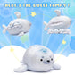 IKASA Mommy Seal Stuffed Animal Set, 16" Soft Plush Toy, Gray Seal, Includes Mini Babies, Cuddly Gifts for Kids