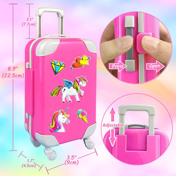 23Pcs 18 Inch Girl Doll Accessories Case Luggage Travel Play Set With Doll Clothes Cute Bag Computer Glasses Pretend Makeup Toy Stickers Doll Stuff Fit 18 Inch Doll Christmas Birthday Gift
