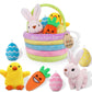 Ivenf Baby'S First Easter Basket Playset, 7Ct Stuffed Plush Bunny Chick Carrot Egg For Girls Boys, Easter Theme Party Favors Stu