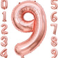 PartyToko Rose Gold 9 Number Balloons,18 Inch Big 9 Balloon Numbers Rose Gold 9 Foil Mylar Balloons for Birthday Party Anniversa