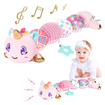Unicorn Baby Toys 6-12 Months, Musical Infant Toys With Sensory Crinkle And Rattle For Tummy Time Newborn, Baby Girl Toys For 0-