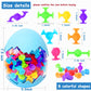 CreateView 50Pcs Bath Toys for Kids Ages 3+  Suction Cup Sensory Toys for Autistic Children  Travel Toys Window Toys Stem Learning Toys  Bathtub Toys with Dinosaur Eggshell Storage