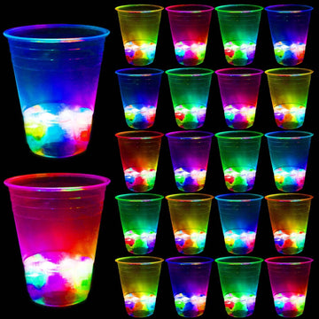 LLKMDSS 40 Pcs Glowing Party Cups,Pack with Flashing color Bright Glow-In-The-Dark Colors for House Parties Birthdays Concerts W