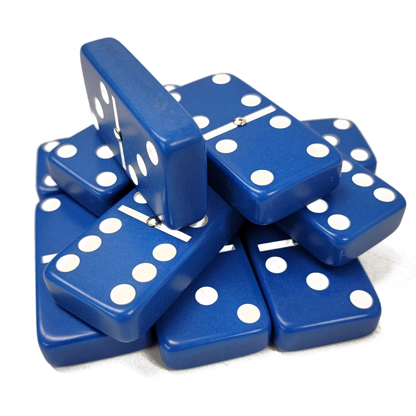 Marion Domino Double 6 Blue Jumbo Tournament Professional Size With Spinners In Elegant Black Velvet Case.