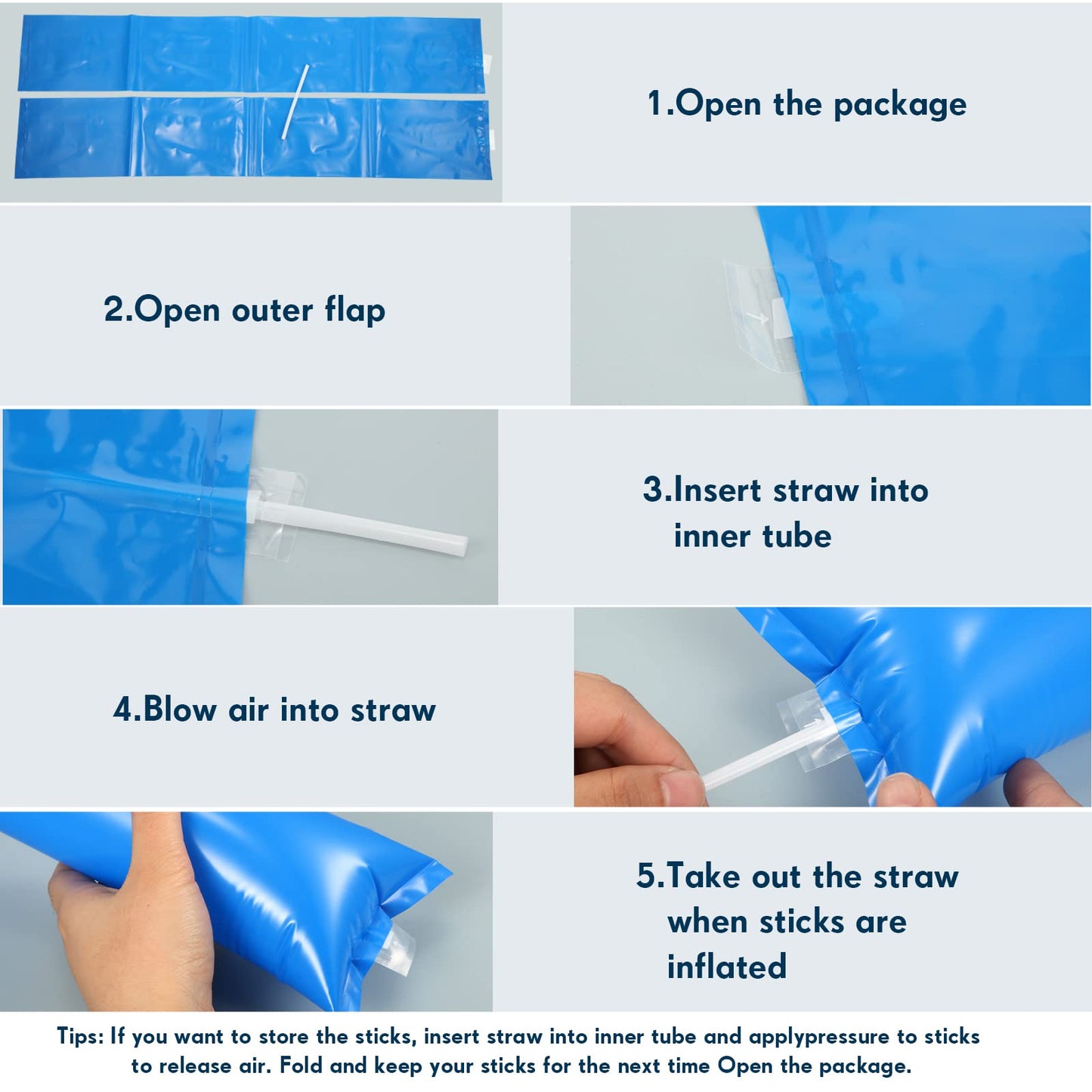 Civaner 48 Pcs Christmas Thunder Stick Team Spirit Boom Stick Cheering Stick Plastic Cheerleading Spirit Stick Clapper Inflatable Noise Maker Sports Supply(Blue)