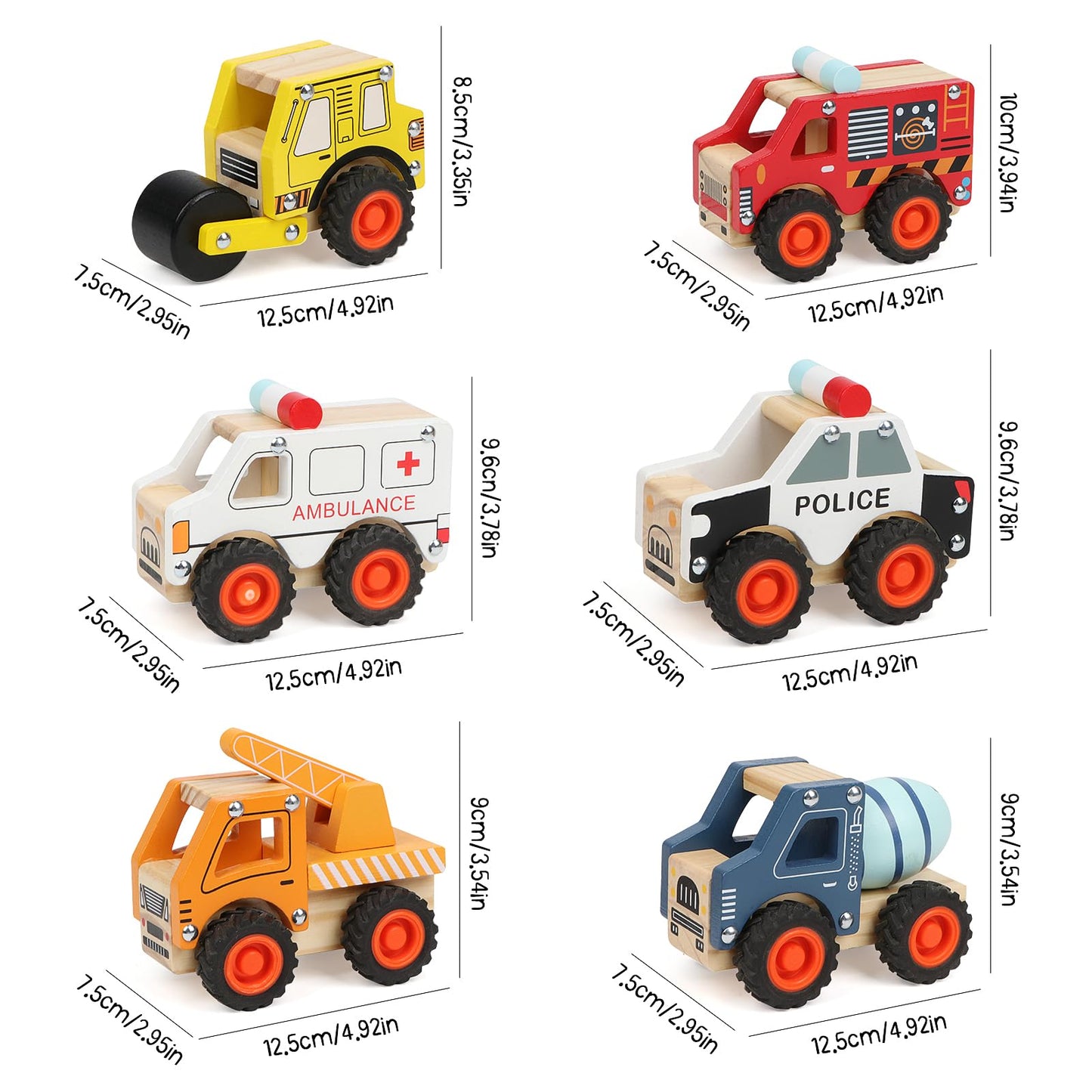 Dipalent 6Pcs Wooden Cars For Toddlers 1-3,Car Toys,Push And Go Vehicle,Kid Vehicle Toys,Hand Push Car Toys For 1+ Year Old,Montessori Toys