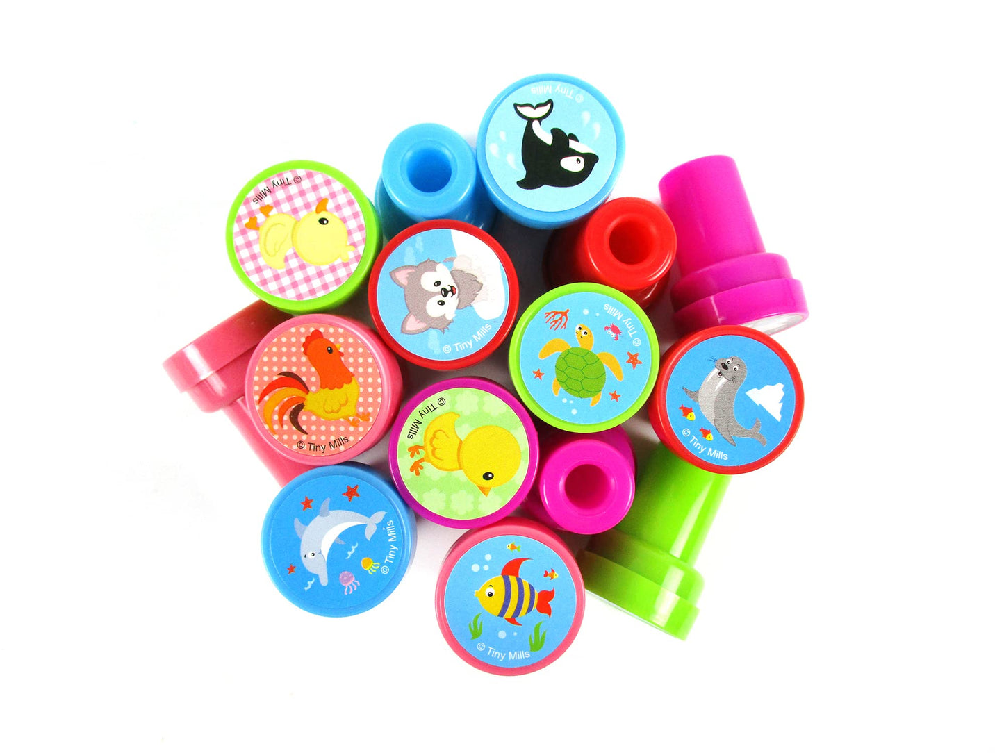 TINYMILLS 60 Pcs Animals Assorted Stampers for Kids Party Favor Goodie Bag Prizes Classroom Rewards Pinata Filler Arts and Craft