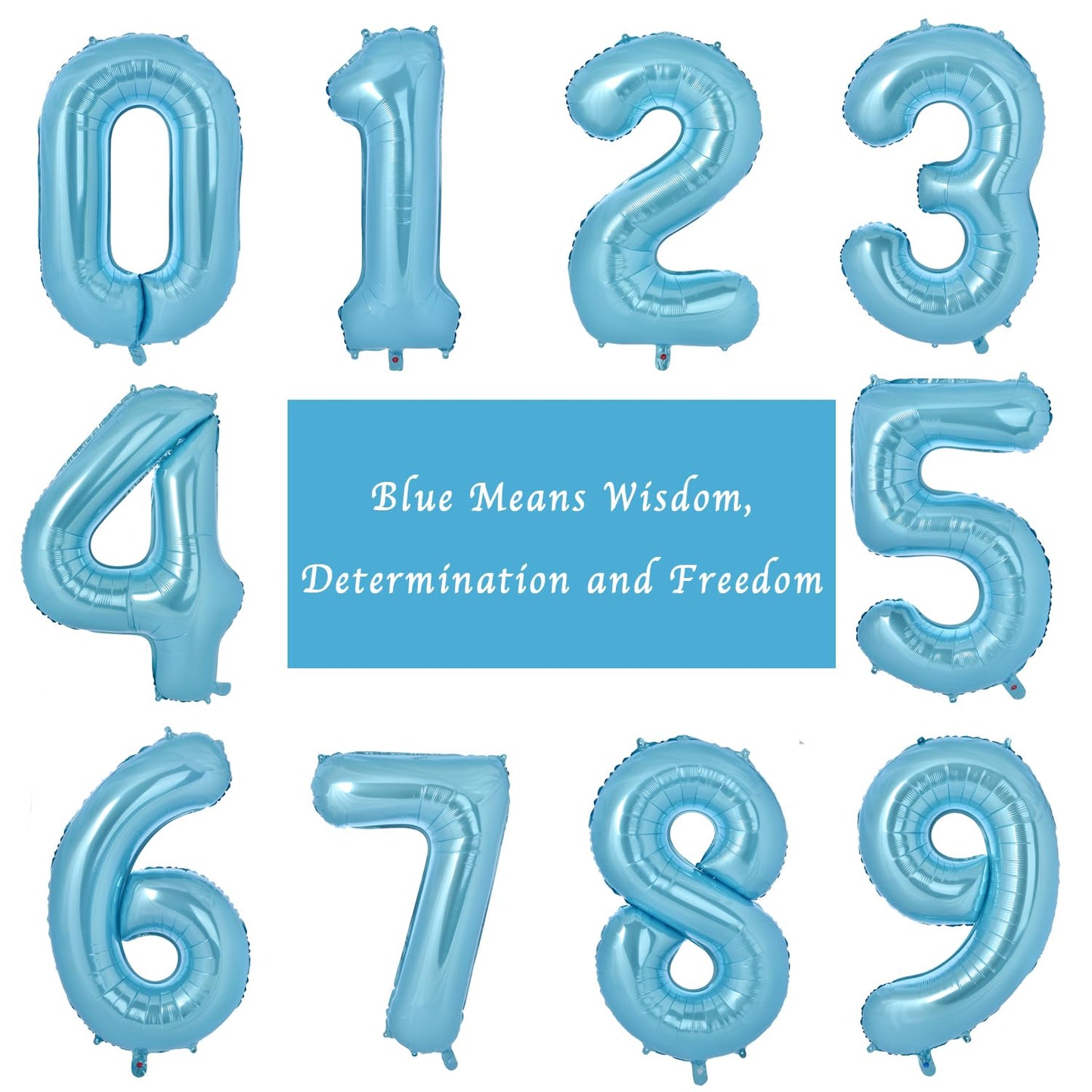 Vonokee 40 Inch Light Blue Giant Number Balloons 9, Jumbo Digital Foil Mylar Balloon For Birthday Party Wedding Anniversary Cele