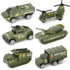 Diecast Military Vehicles Army Toy Mini Pocket Size Play Models Truck Tanks Helicopter for Kids Boys Age 3 4 5,Pack of 6