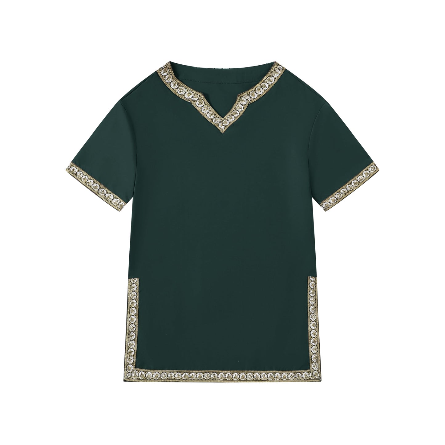 Emitory Boys Medieval Knight Costume Kids Tunic Renaissance V Neck Shirt Viking Vintage Warrior Halloween Tops