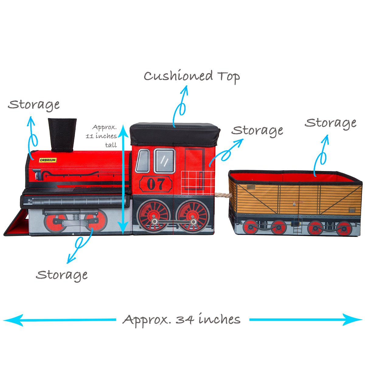 Train Shape Storage Box Orbrium Toys Train Shaped Collapsible Toys Storage Bin Organizer For ...