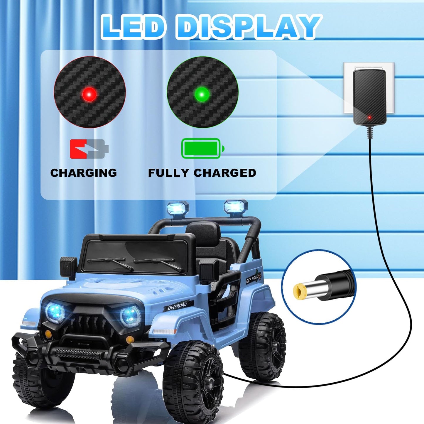 12V Charger for Kids Ride On Car Toys 12 Volt Battery Charger Best Choice Products for Wrangler SUV Kid Trax Dynacraft Toy Car M