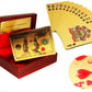 Yuiviot Mahogany Wooden Gift Box Case Holder And Luxury 24K Gold Plated Waterproof Playing Cards Poker,1 Deck For Poker Magic Tr