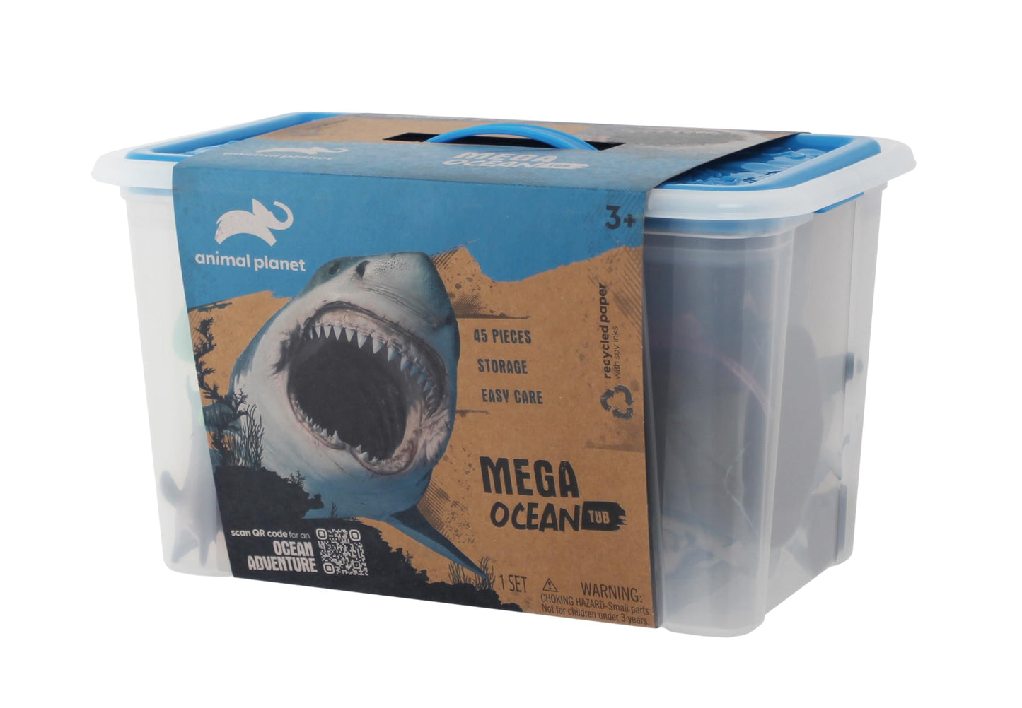 Animal Planet 45-Piece Ocean Animal Toy Set - Sea Life Figures with Sharks, Dolphins, Whales, Octopus, Coral, Rocks & Scenery fo