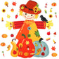 Thinkday 37 Pieces Thanksgiving Craft Kit Felt Scarecrow Craft, Fall DIY Scarecrow Pumpkin Felt Set, 36 Detachable Fall Maple Le