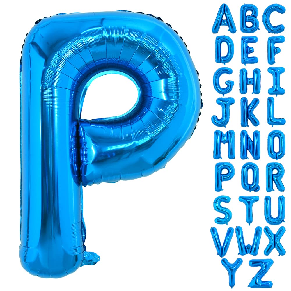 Toniful 40 Inch Large Blue Letter P Balloons Giant Alphabet Letter Balloons,Foil Mylar Big Balloons For Birthday Party Anniversa